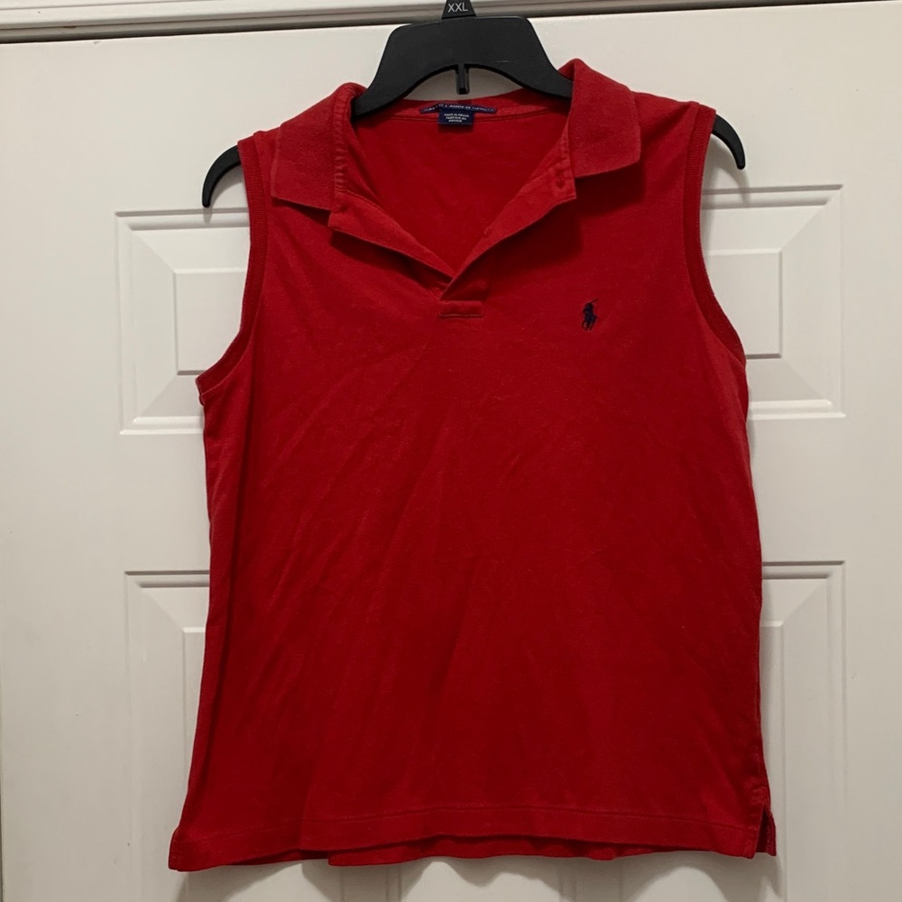 Ralph Lauren Red Sleeveless Polo Tank Top